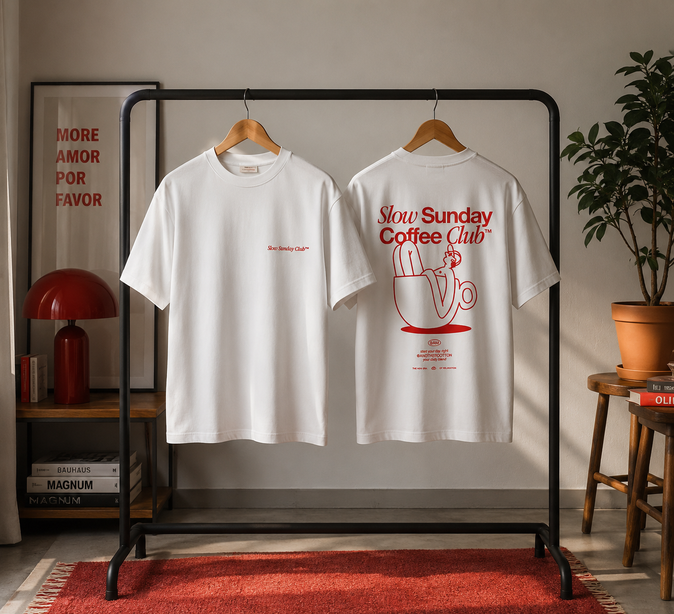 Camiseta Blanca "Slow Sunday Coffee Club"