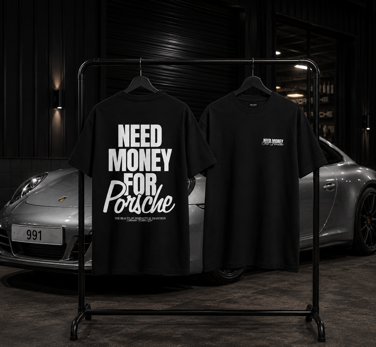 Camiseta Negra "Need Money for Porsche"