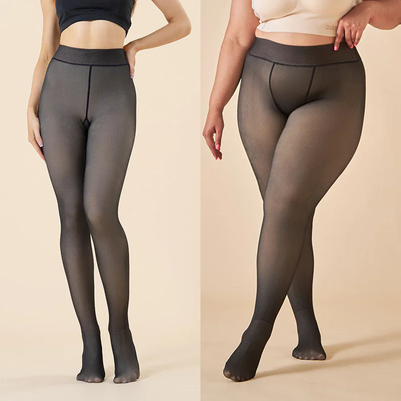 Pantimedias Transparentes Forradas de Forro Polar para Mujer